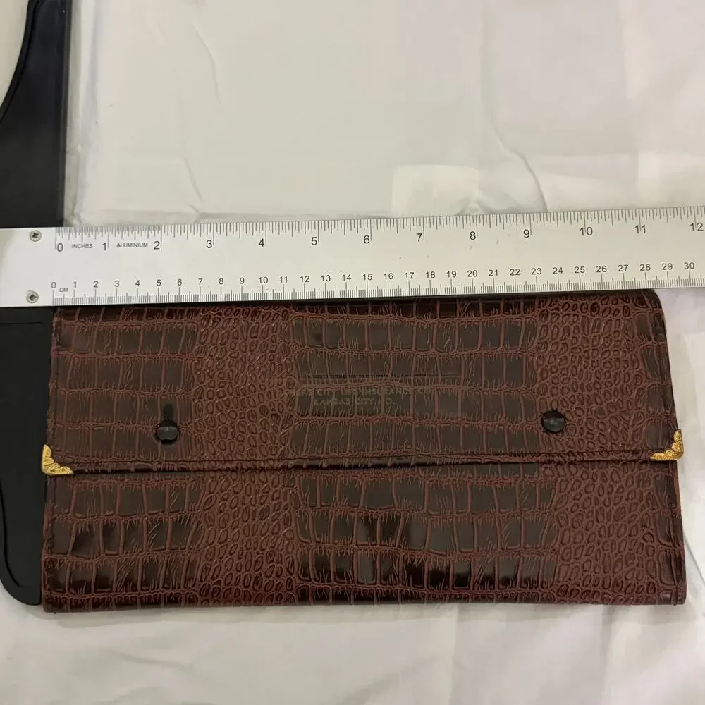 Alligator Skin Folio Portfolio Organizer Folder Executive Large Cognac